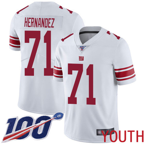 Youth New York Giants 71 Will Hernandez White Vapor Untouchable Limited Player 100th Season Football NFL Jersey
